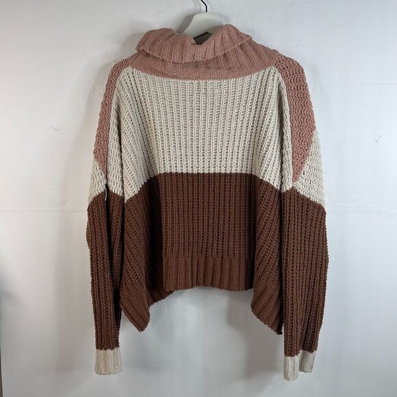 POL Size M Sweater High Up In The Sky Chunky Knit Turtleneck Long Sleeve Stripe - Picture 9 of 9